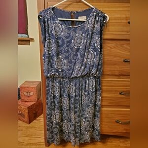 Large Loft Sleeveless blue dress